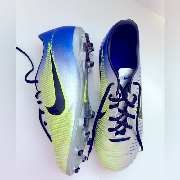 Nike - MercurialX Vortex Iii NJR FG Junior/Youth - Blue & Silver Athletic Cleats - Picture 1 of 12